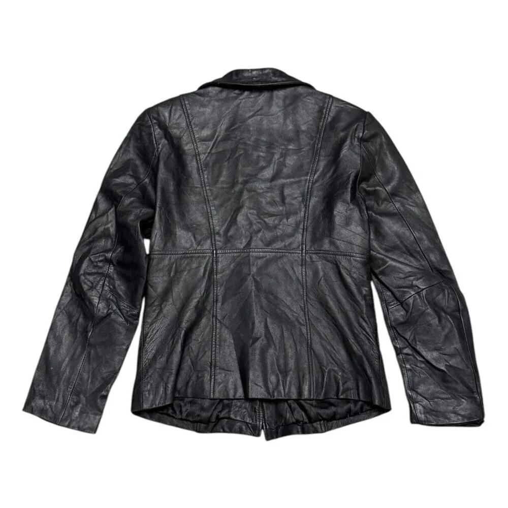VINTAGE LEATHER John Paul Richard 90s Retro Casual Designer Jacket Womens 10 - Picture 2 of 5